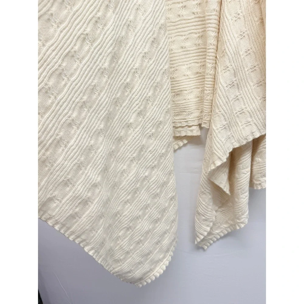 Sigrid Olsen Womens Cream Cable Knit Open Front Draped Asymmetrical Cardigan S